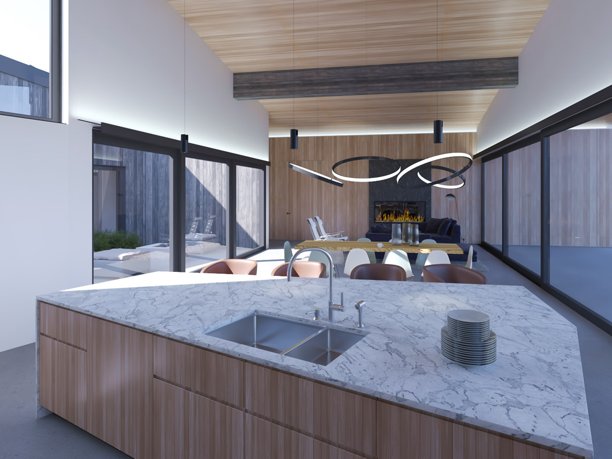 Contemporary modern design kitchen view